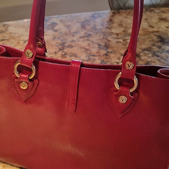 Valentina genuine red leather bag, made in Italy. Beautiful pre-owned purse. - Picture 13 of 16
